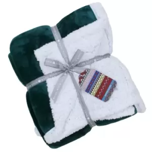 image of Riva Home Luxe Sherpa Microfleece Throw Polyester Teal