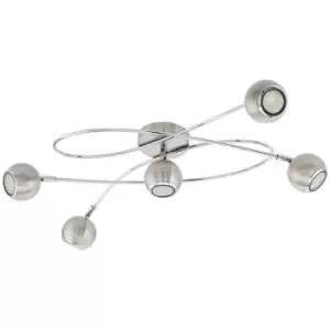 image of Locanda - 5 Light Flush Spot Multi Arm Ceiling Light Chrome, Satin Nickel, GU10 - Eglo