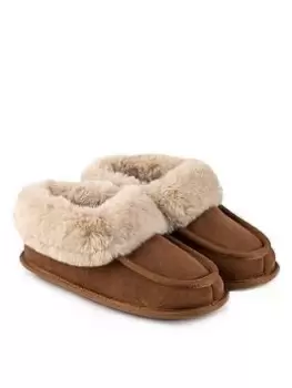 Image of TOTES Real Suede Moccasin Bootie - Tan, Size 5, Women
