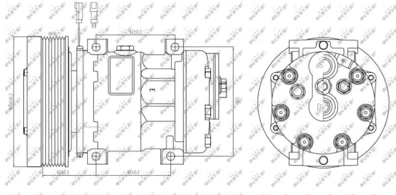 Image of NRF 32885 AC Compressor EASY FIT, PAG 100, with seal ring, with gaskets/seals Compressor,air conditioning (447)