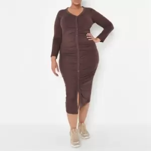 Missguided Plus Size Ruched Midaxi Dress - Brown