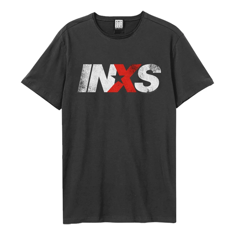 Image of Amplified Amplified Men INXS Logo T-Shirt in Charcoal Size: X-Small Charcoal XS Male 5063750771441