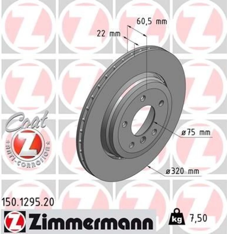 Image of ZIMMERMANN Brake disc ZIMMERMANN 150.1295.20