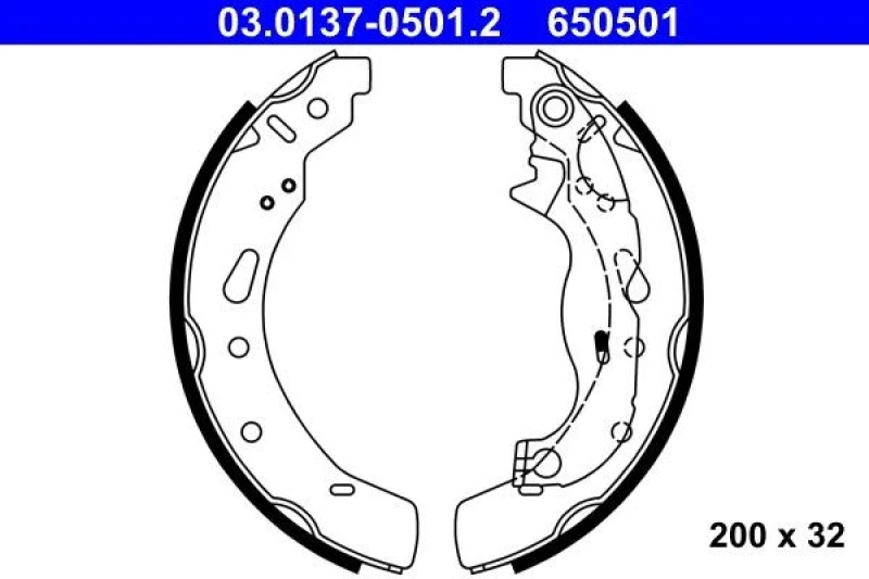 Image of ATE 03.0137-0501.2 Brake Shoes with lever Brake Shoe Set (70)