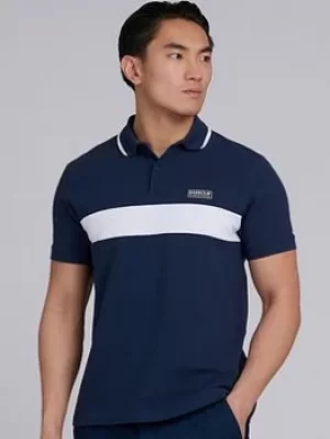 Image of Barbour International Block Stripe Polo Shirt, Navy, Size L, Men