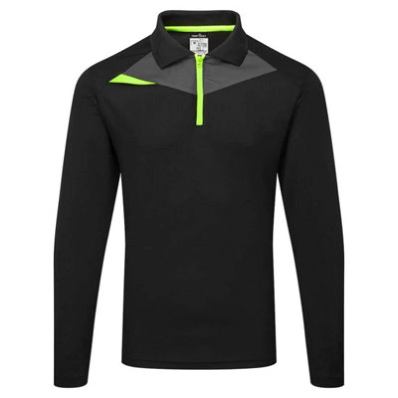 Image of Portwest DX4 Long Sleeve Polo Shirt DX414BKRL Colour: Black
