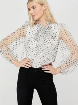 image of Monsoon Oprah Organza Bow Blouse - White