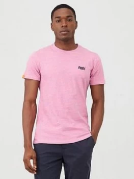 Image of Superdry Original Label Vintage Embroidery T-Shirt - Pink, Size L, Men