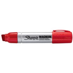 image of Sharpie Magnum Metal Permanent Marker Large Chisel Tip 14.8mm Line Red Pack of 12