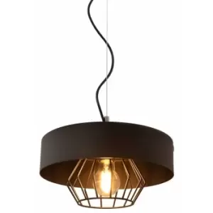 Image of Helam Babilon Cylindrical Pendant Ceiling Light Black 29cm