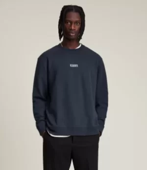 Image of AllSaints Mens Opposition Sweatshirt, Dark Blue, Size: XL