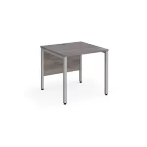 image of Maestro 25 straight desk 800mm x 800mm - silver bench leg frame and grey oak top