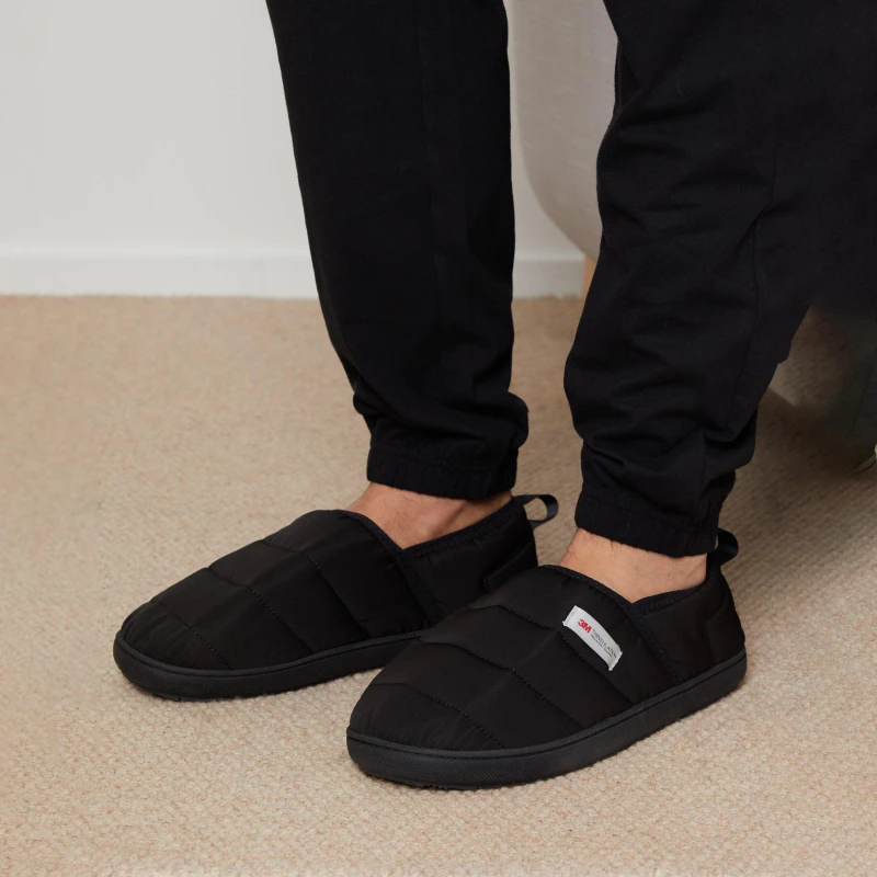 Image of Threadbare 'Plover' Thinsulate Padded Mule Slippers Black male