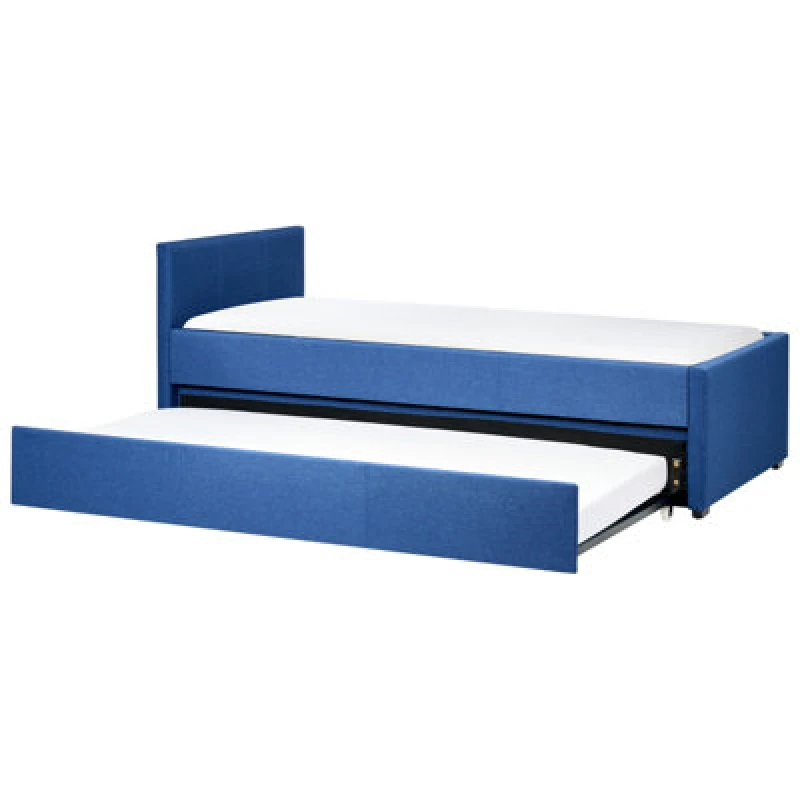 Image of Beliani Trundle Bed Fabric Marmande 90 X 200 Cm (Eu Single) Navy Blue
