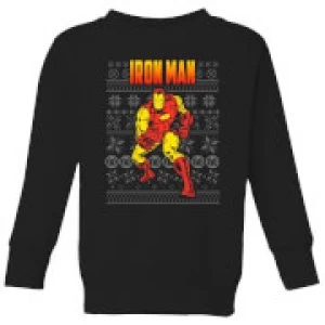 image of Marvel Avengers Classic Iron Man Kids Christmas Sweatshirt - Black - 9-10 Years