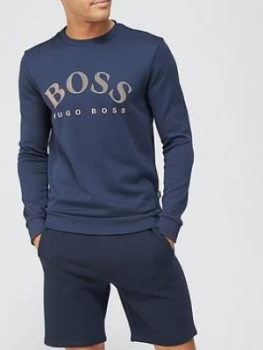 image of Hugo Boss Athleisure Salbo Chest Logo Sweatshirt Navy Size XS Men