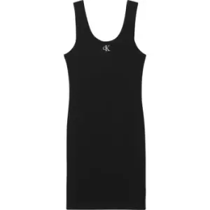 Image of Calvin Klein Jeans Slub Rib Strappy Dress - Black