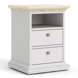 image of Paris Bedside 2 Drawers In White And Oak Effect