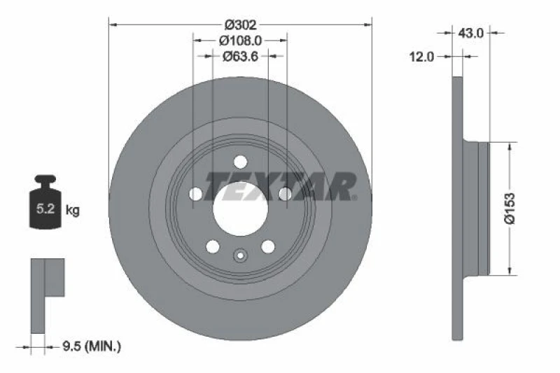 Image of Brake disc TEXTAR 92295105