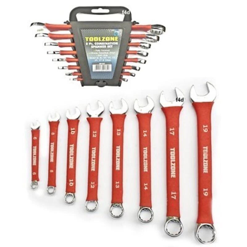 Image of Toolzone 8 Piece Softgrip CRV Combination Spanners KDPSP127