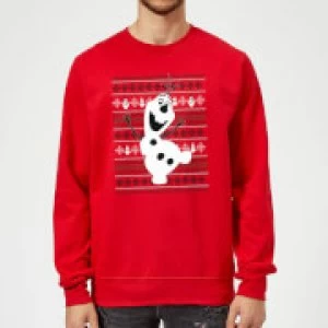 Image of Disney Frozen Christmas Olaf Dancing Red Christmas Sweatshirt - L - Red