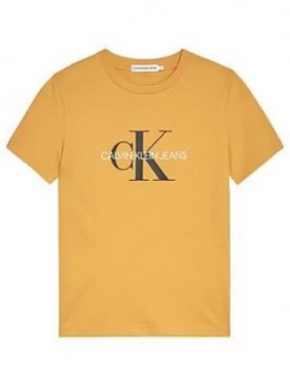 Image of Boys, Calvin Klein Jeans Kids Monogram Logo T-Shirt - Yellow, Size 10 Years