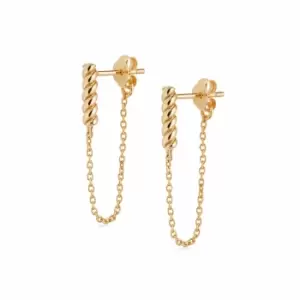 Image of Daisy London Jewellery 18ct Gold Plated Sterling Silver Stacked Rope And Chain Drop Earrings 18Ct Gold Plate
