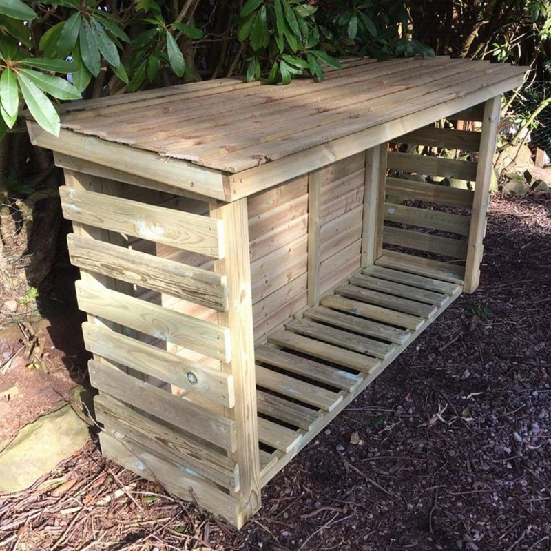 Image of Churnet Valley Garden Furniture Ltd Heavy Duty Firewood Kindling & Log Store - Min. Assembly Required in Brown Brown Unisex