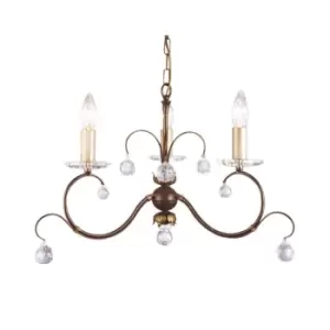 image of 3 Bulb Chandelier Hanging Pendant LIght Bronze Patina LED E14 60W Bulb