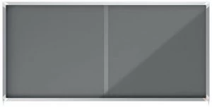 image of Nobo Premium Plus Grey Felt Lockable Notice Board 27xA4