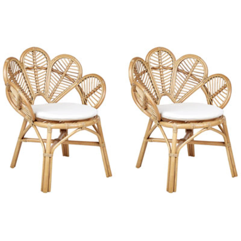 Image of Beliani Set Of 2 Peacock Chairs Florentine Ii Rattan Natural