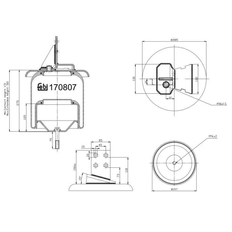 Image of FEBI BILSTEIN 170807 Boot, air suspension Rear Axle Right Boot,air suspension (324)