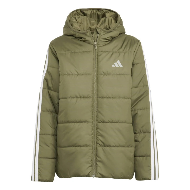 Image of adidas Unisex Kids Essentials 3S Hooded Long Sleeve Puffer Jacket Khaki unisex 11-12 Years