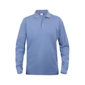 image of Clique Mens Classic Lincoln Long-Sleeved Polo Shirt (S) (Light Blue)