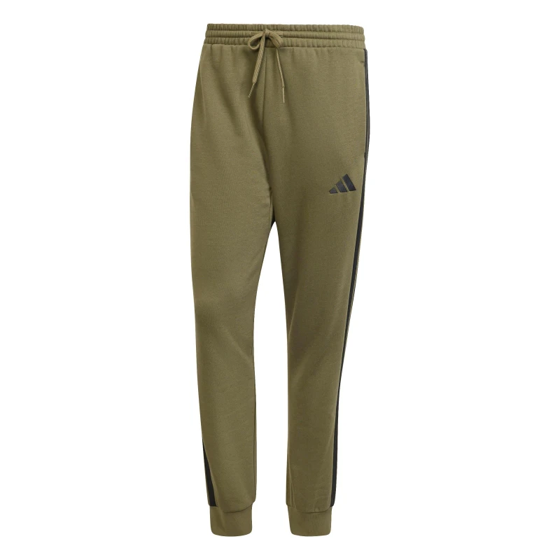 Image of adidas Essentials Fleece Tapered Cuff 3-Stripes Joggers Olive Strata male XL