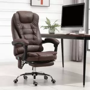 Image of Vintage Retro Style High Back Heated Massage Office Chair With 6 Vibration Points Footrest Brown