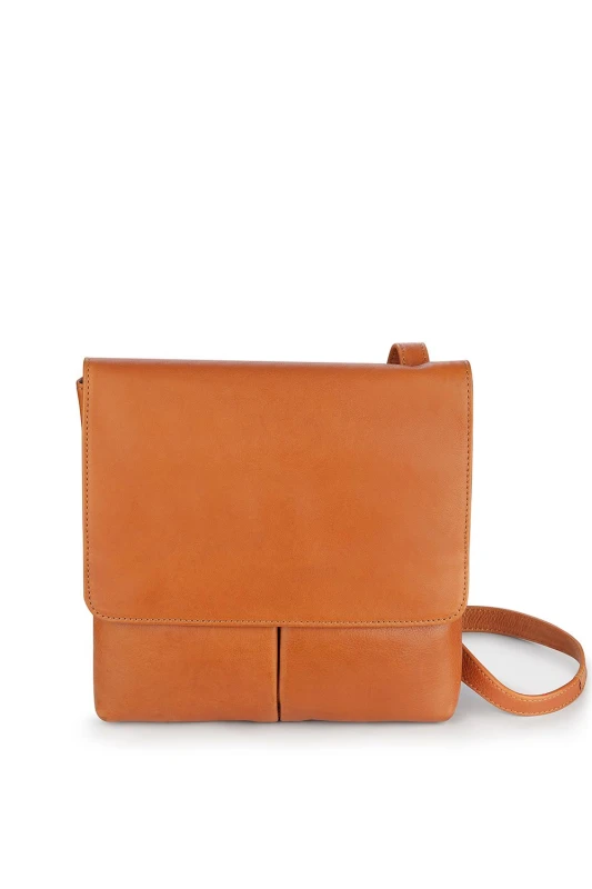 Image of PRIMEHIDE 'Washed Cancun' Leather Flapover Crossbody Bag Tan