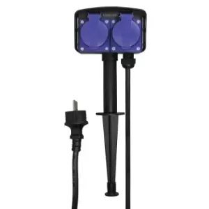 image of LogiLink LPS214 power extension 2m 2 AC outlet(s) Outdoor Black, Blue