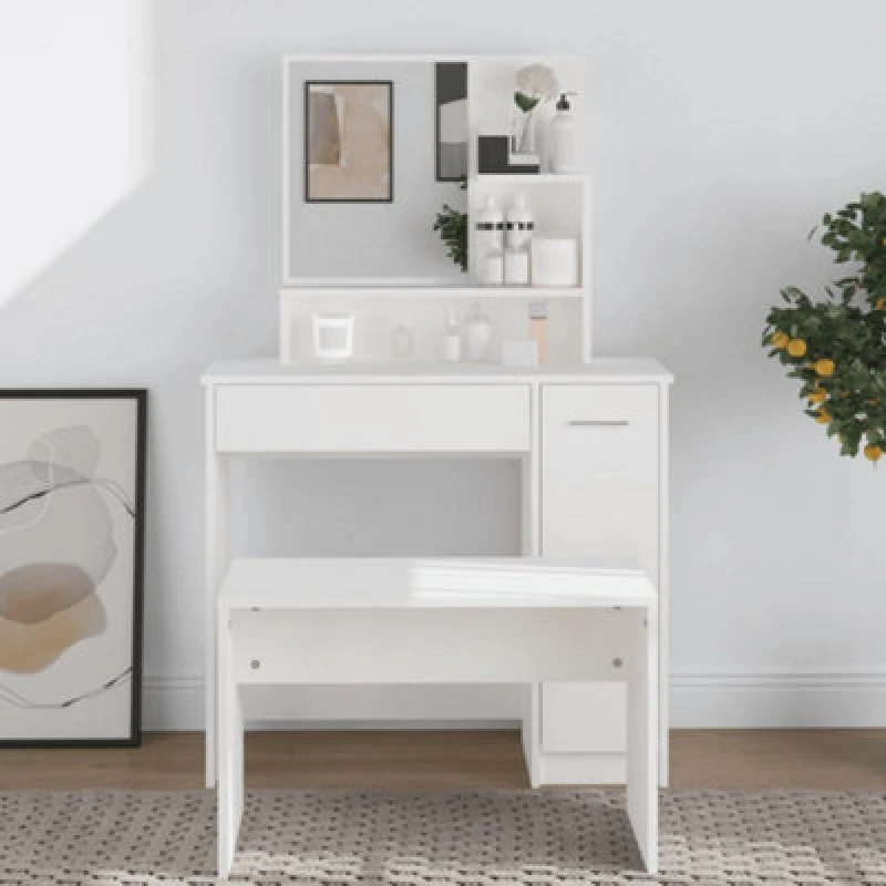 Image of VIDAXL Dressing Table with Mirror White 86.5x35x136cm vidaXL 8720287078128