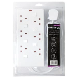 Image of Daewoo 6-Way 2m Switched Extension Lead - White