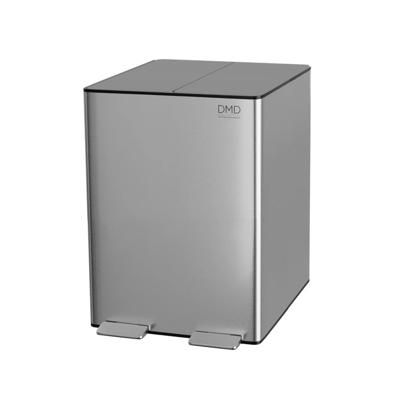 Image of DMD Collective Stainless Steel 30L Bin with 2 x 15L Buckets & Soft Closure in Silver Silver Unisex