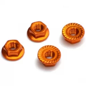 Image of Fastrax M4 Gold Serrated Aluminium Locknuts 4Pcs