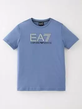 Image of EA7 Emporio Armani Boys Visibility Logo T-Shirt - Country Blue, Country Blue, Size 6 Years