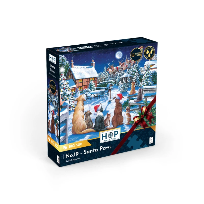 Image of The House Of Puzzles No. 19 - Santa Paws BIG 500 Piece Jigsaw Puzzle Multicolor Unisex 500 Piece