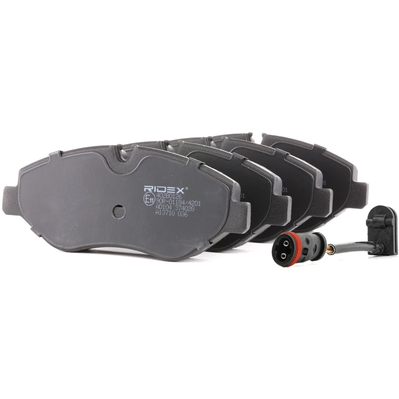 Image of RIDEX 402B1799 Brake pad set Front Axle, prepared for wear warning indicator Brake Pad Set,disc brake (402)