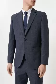 image of Mens Tailored Fit Navy Overcheck Suit Jacket