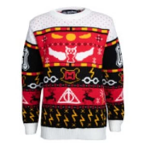 Image of Harry Potter Kids Christmas Knitted Jumper - Red - L