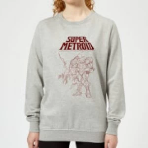 Image of Nintendo Super Metroid Ridley And Samus Womens Sweatshirt - Grey - L