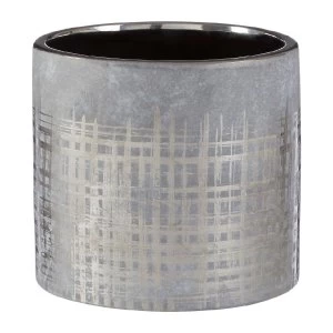 Image of Premier Housewares Embra Ceramic Planter in Grey/Silver Finish - Large