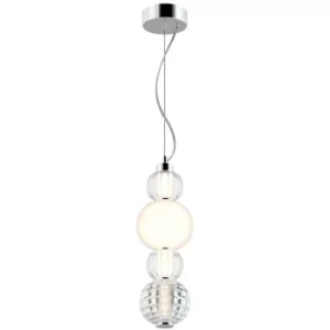 image of Modern Collar Integrated LED Chrome Pendant Ceiling Light Glass Shade